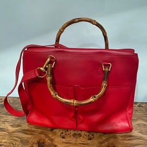 Gucci red leather satchel - 100% authentic